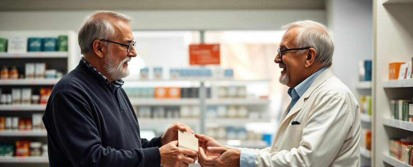 Visitor with a stable pre-existing condition collecting a prescription